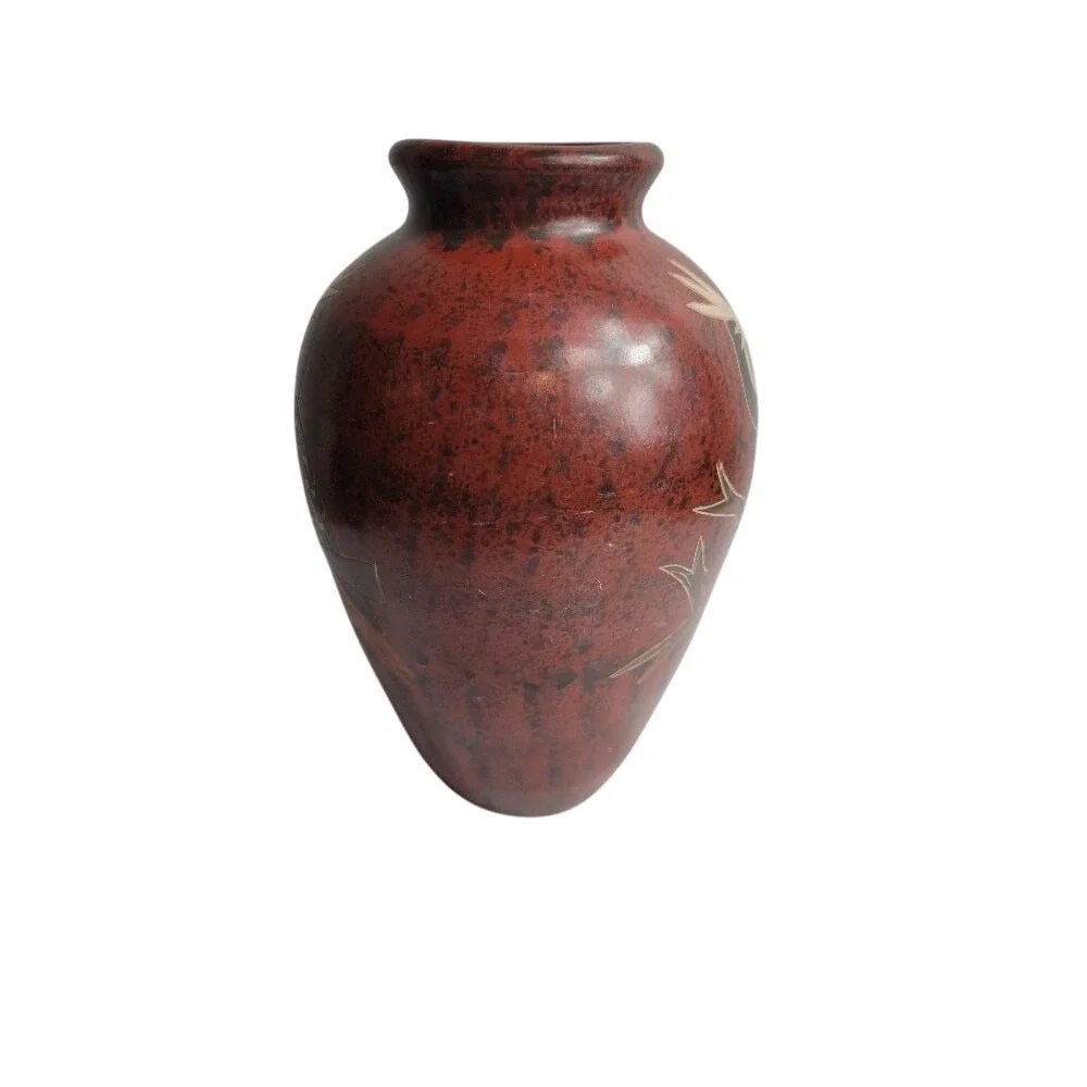 Nicaraguan Pottery‎ OWL Vase Signed Calera Rustic Brown Handmade Home Decor 8